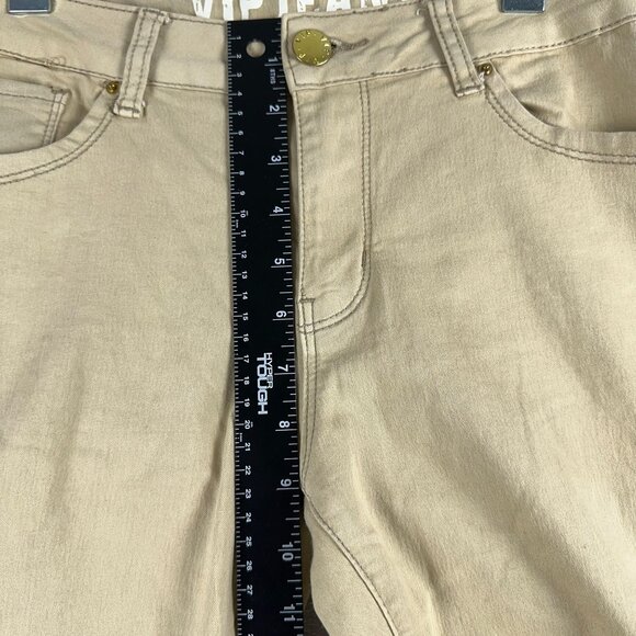VIP Skinny Jeans Womens Size 13/14 Mid Rise Flat Front Five Design Pockets Khaki - Picture 6 of 10